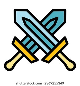 Vector de contorno de icono de juego de espada. Pc en línea. Color de la aplicación deportiva