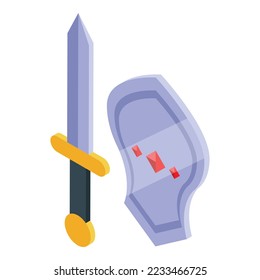 Sword gameplay icon isometric vector. Mobile team. Button slot