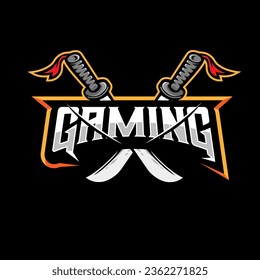 Sword Gaming Logo. Two Swords Crossed for Esports Team