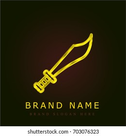 Sword golden metallic logo