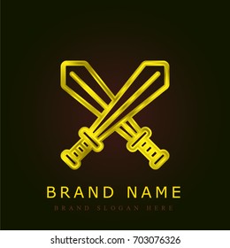 Sword golden metallic logo