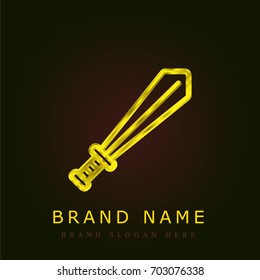 Sword golden metallic logo