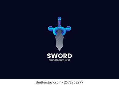 Sword Gradient Colorful Logo. Vector Illustration