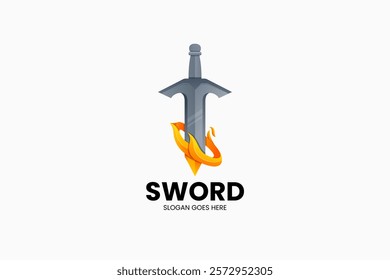 Sword Gradient Colorful Logo. Vector Illustration