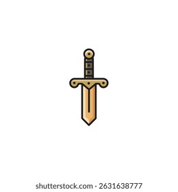 Gráfico de espada brilla centrado aislado emblema de fondo blanco