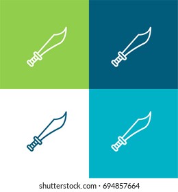 Sword green and blue material color minimal icon or logo design