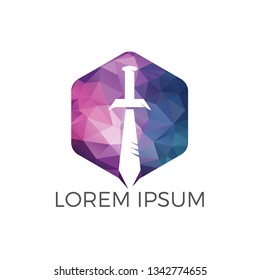Sword guardian logo design. Elegant Shield logo designs concept vector, Guardian symbol.