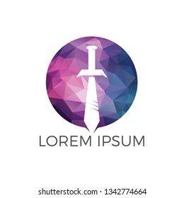 Sword guardian logo design. Elegant Shield logo designs concept vector, Guardian symbol.
