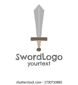 diseño del logo dibujado a mano de espada. icono divertido