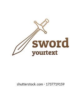 sword hand drawn logo design. gradient color