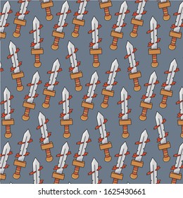 Sword hand drawn pattern template vector