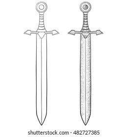 Sword Hand Drawn Sketch Vector Illustration Stock Vector (Royalty Free ...