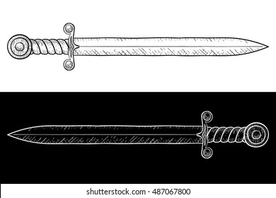 Sword. Hand drawn sketch. Vector illustration