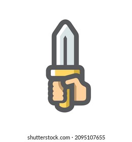 Sword in hand Vector icon Cartoon illustration.