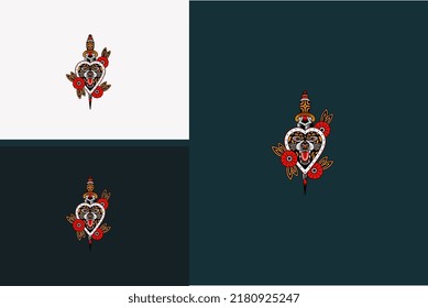 sword and head tiger vector illustration design