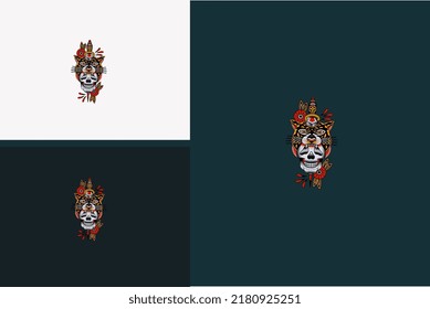 sword and head tiger vector illustration design