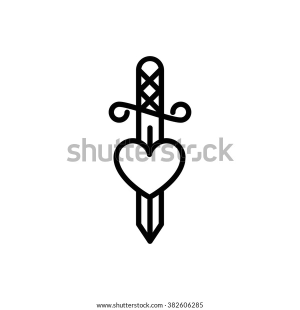 心の刺青の剣の最小ベクター画像アイコン のベクター画像素材 ロイヤリティフリー