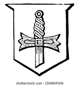 Sword Hilted of a sword tinctured, vintage line drawing or engraving illustration.