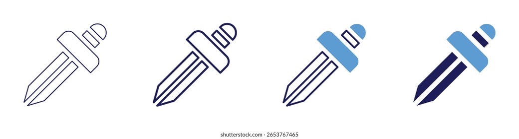 Sword history icon in 4 different styles. Thin Line, Line, Bold Line, Duotone. Duotone style. Editable stroke.