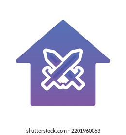 sword home logo gradient design template icon element