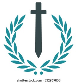 Sword Honor Embleme vector icon. Style is bicolor flat symbol, soft blue colors, rounded angles, white background.