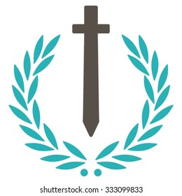 Sword Honor Embleme vector icon. Style is bicolor flat symbol, grey and cyan colors, rounded angles, white background.