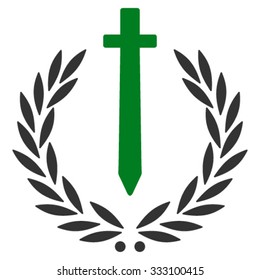 Sword Honor Embleme vector icon. Style is bicolor flat symbol, green and gray colors, rounded angles, white background.