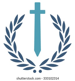 Sword Honor Embleme vector icon. Style is bicolor flat symbol, cyan and blue colors, rounded angles, white background.