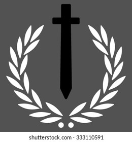 Sword Honor Embleme vector icon. Style is bicolor flat symbol, black and white colors, rounded angles, gray background.