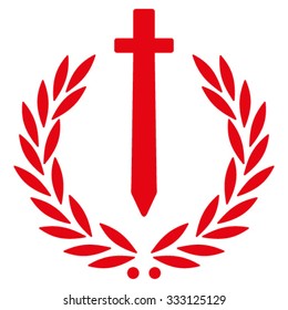 Sword Honor Embleme vector icon. Style is flat symbol, red color, rounded angles, white background.