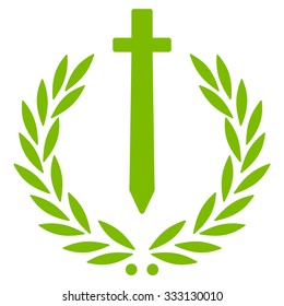 Sword Honor Embleme vector icon. Style is flat symbol, eco green color, rounded angles, white background.