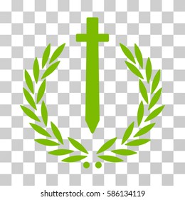 Sword Honor Embleme vector icon. Illustration style is flat iconic eco green symbol on a transparent background.