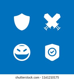 sword icon. 4 sword set with ninja, shield and warrior vector icons for web and mobile app