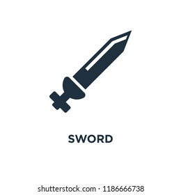 Sword icon. Black filled vector illustration. Sword symbol on white background. Can be used in web and mobile.