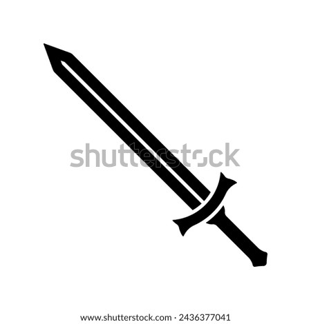 Sword icon. Black silhouette. Front side view. Vector simple flat graphic illustration. Isolated object on a white background. Isolate.