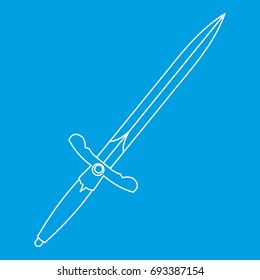 Sword icon blue outline style isolated vector illustration. Thin line sign