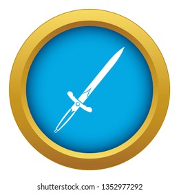 Sword icon blue vector isolated on white background for any design
