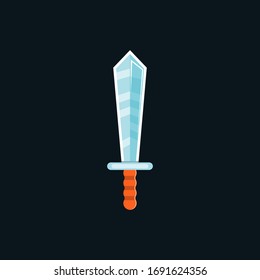 Sword icon. Cartoon game sword weapon.