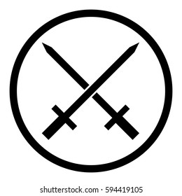 Sword icon in circle on white background
