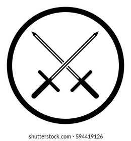 Sword icon in circle on white background