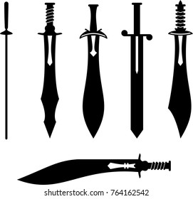 Sword Icon Collection Design Vector Art Illustration
