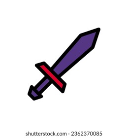 Sword icon colored outline red purple colour military vector army element and symbol perfect.