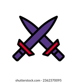 Icono de espada contorno color púrpura rojo vectores militares elemento y símbolo perfecto.