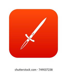 Sword icon digital red for any design isolated on white vector illustration