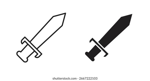 Icono de la espada. Vectores gráficos del doodle