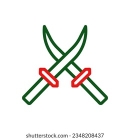 Sword icon duocolor green red colour military vector army element and symbol perfect.