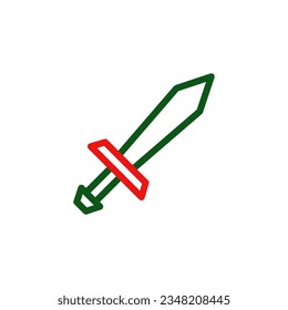 Icono de espada duocolor color rojo verde elemento militar vector ejército y símbolo perfecto.
