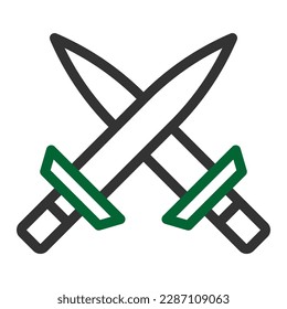 sword icon duocolor grey green colour military illustration vector army element and symbol perfect. Icon sign from modern collection for web.