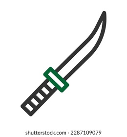 icono de espada duocolor color verde gris ilustración militar vector elemento de ejército y símbolo perfecto. Signo de icono de la colección moderna para la web.