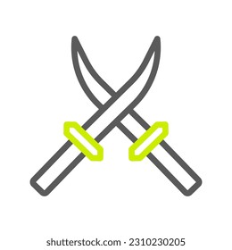 sword icon duocolor grey vibrant green colour military vector army element and symbol perfect.